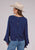 Roper Womens Barbwire Heart Blue 100% Rayon L/S Tunic