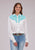 Roper Womens Curvy Fancy Yokes Cream/Blue 100% Rayon L/S Shirt