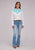 Roper Womens Curvy Fancy Yokes Cream/Blue 100% Rayon L/S Shirt
