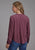 Roper Womens Banded Color Floral Mauve 100% Polyester L/S Blouse
