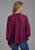 Roper Womens Split Front Keyhole Wine 100% Polyester L/S Blouse