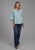 Roper Womens Floral Bell Sleeve Blue 100% Cotton S/S Blouse