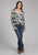 Roper Womens Photo Collage V-Neck Multi-Color 100% Rayon L/S Blouse