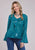 Roper Womens Tooled Floral Teal 100% Polyester L/S Tunic