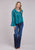 Roper Womens Tooled Floral Teal 100% Polyester L/S Tunic
