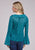 Roper Womens Tooled Floral Teal 100% Polyester L/S Tunic