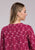 Roper Womens Ikat Print Banded Collar Raspberry 100% Rayon 3/4 Sleeve S/S Tunic