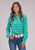 Roper Womens Vintage Aztec Print Turquoise 100% Rayon L/S Blouse