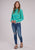 Roper Womens Vintage Aztec Print Turquoise 100% Rayon L/S Blouse