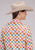 Roper Womens Checker Print Cream 100% Rayon L/S Blouse