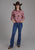 Roper Womens Wild Horses Tie Pink 100% Rayon L/S Blouse