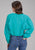 Roper Womens Cropped Seersucker Turquoise 100% Cotton L/S Blouse