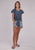 Roper Womens 2530 Flutter Sleeve Denim 100% Cotton Cactus S/S Blouse