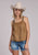Roper Womens Microsuede Belt Buckle Camel 100% Polyester S/L Tank Top