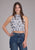 Roper Womens Floral Eyelet Western White/Black 100% Cotton S/L Halter Top