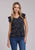 Roper Womens Constellations Print Black 100% Rayon S/L Tank Top