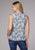 Roper Womens Ditzy Floral Stripe White Multi 100% Rayon S/L Blouse