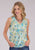 Roper Womens Floral Aztec Chintz Cream/Blue 100% Polyester S/L Blouse