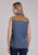 Roper Womens Poly Suede Contrast Yokes Blue/Tan 100% Cotton S/L Blouse