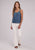 Roper Womens Belt Buckle Strap Denim Blue 100% Cotton S/L Tank Top