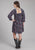 Roper Womens Bronc Riders Black 100% Rayon 3/4 Sleeve Dress