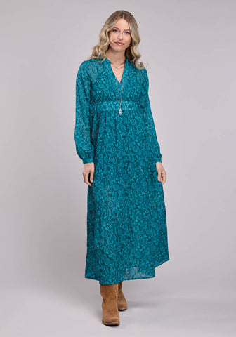 Roper Womens Tooled Floral Teal 100% Polyester L/S Dress