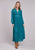 Roper Womens Tooled Floral Teal 100% Polyester L/S Dress