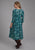 Roper Womens Feather Georgette Teal 100% Polyester 3/4 Sleeve Dress