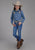 Roper Kids Girls 2274 Horse and Rose Blue 100% Cotton L/S Shirt