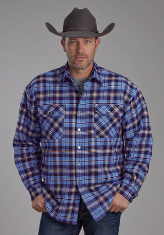 Roper Mens 2205 Sherpa Lined Blue 100% Cotton Tall L/S Shirt