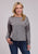 Roper Womens Sleeve Seam Fringe Grey 100% Cotton Sweatshirt