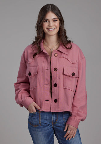 Roper Womens Western Crop Pink 100% Cotton Cotton Jacket