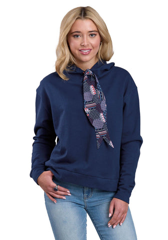 Roper Womens Hankerchief Slouchie Navy 100% Cotton Hoodie