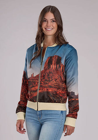 Roper Womens Desert View Multi 100% Polyester Satin Athletic Shell Jacket