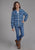 Roper Kids Girls Thermal Lined Shirt Blue/White 100% Cotton Jacket