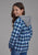 Roper Kids Girls Thermal Lined Shirt Blue/White 100% Cotton Jacket