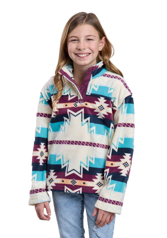 Roper Kids Girls Large Aztec Print Multi-Color 100% Polyester Fleece Jacket