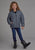 Roper Kids Girls Poly Fill Hooded Silver Blue 100% Nylon Softshell Jacket
