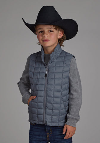 Roper Kids Boys Polyfill Parachute Silver Blue 100% Nylon Softshell Vest