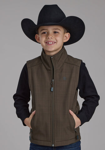 Roper Kids Boys Bonded Fleece Chocolate Brown Poly/Spandex Softshell Vest
