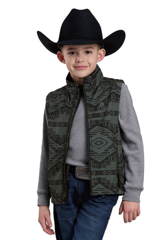 Roper Kids Boys Technical Aztec Black Poly/Spandex Fleece Vest