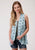 Roper Womens Buffalo Check Turquoise 100% Rayon Cardigan Sweater