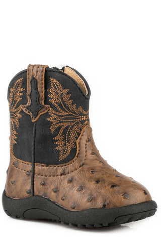 Roper Infant Unisex Cowbabies Cowboy Cool Brown/Black Faux Leather Cowboy Boots