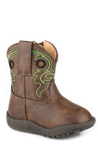 Roper Infant Unisex Cowbabies Reno Brown Faux Leather Cowboy Boots