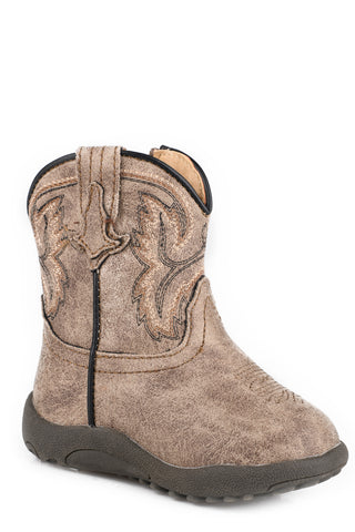 Roper Infant Unisex Cowbabies Eastwood Light Brown Faux Leather Cowboy Boots
