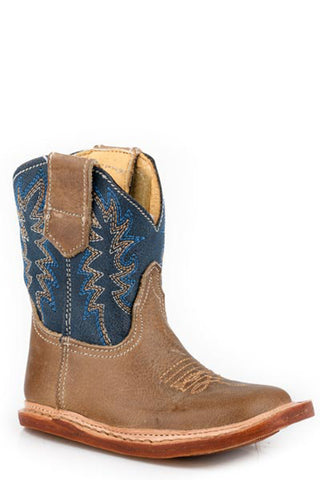 Roper Infant Boys Cowbabies Bart Brown Leather Cowboy Boots