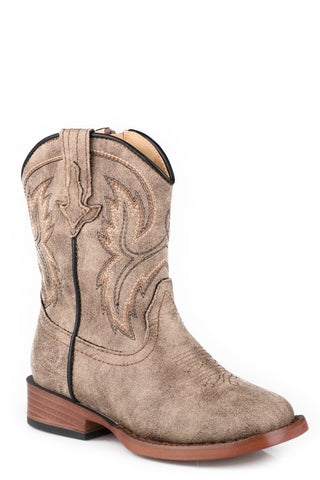 Roper Toddler Unisex Eastwood Vintage Brown Faux Leather Cowboy Boots