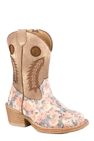 Roper Toddler Girls Willow Glitter Brown Multi Faux Leather Cowboy Boots