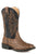 Roper Kids Unisex Jed Brown/Black Faux Leather Ostrich Cowboy Boots