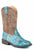Roper Kids Girls Glitter Aztec Blue/Brown Faux Leather Cowboy Boots